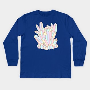 MAGICAL HEALING CRYSTAL GEM in Pastel Pink Mint Purple Yellow - UnBlink Studio by Jackie Tahara Kids Long Sleeve T-Shirt